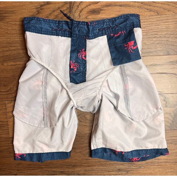 Men's Swim Trunks Blue Crab Print Drawstring Elastic‎ Waist Casual Shorts - Picture 9 of 10